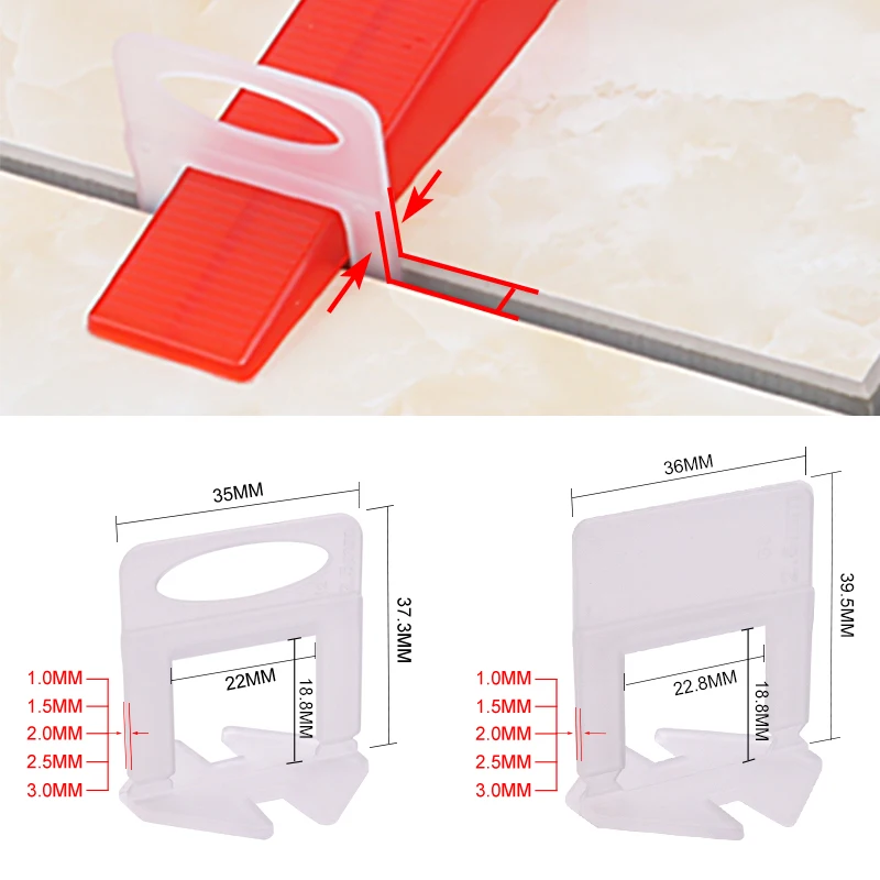 Tile Leveling Clip - 100개 세라믹 타일 레벨링 클립 1/1.5/2/2.5/3mm