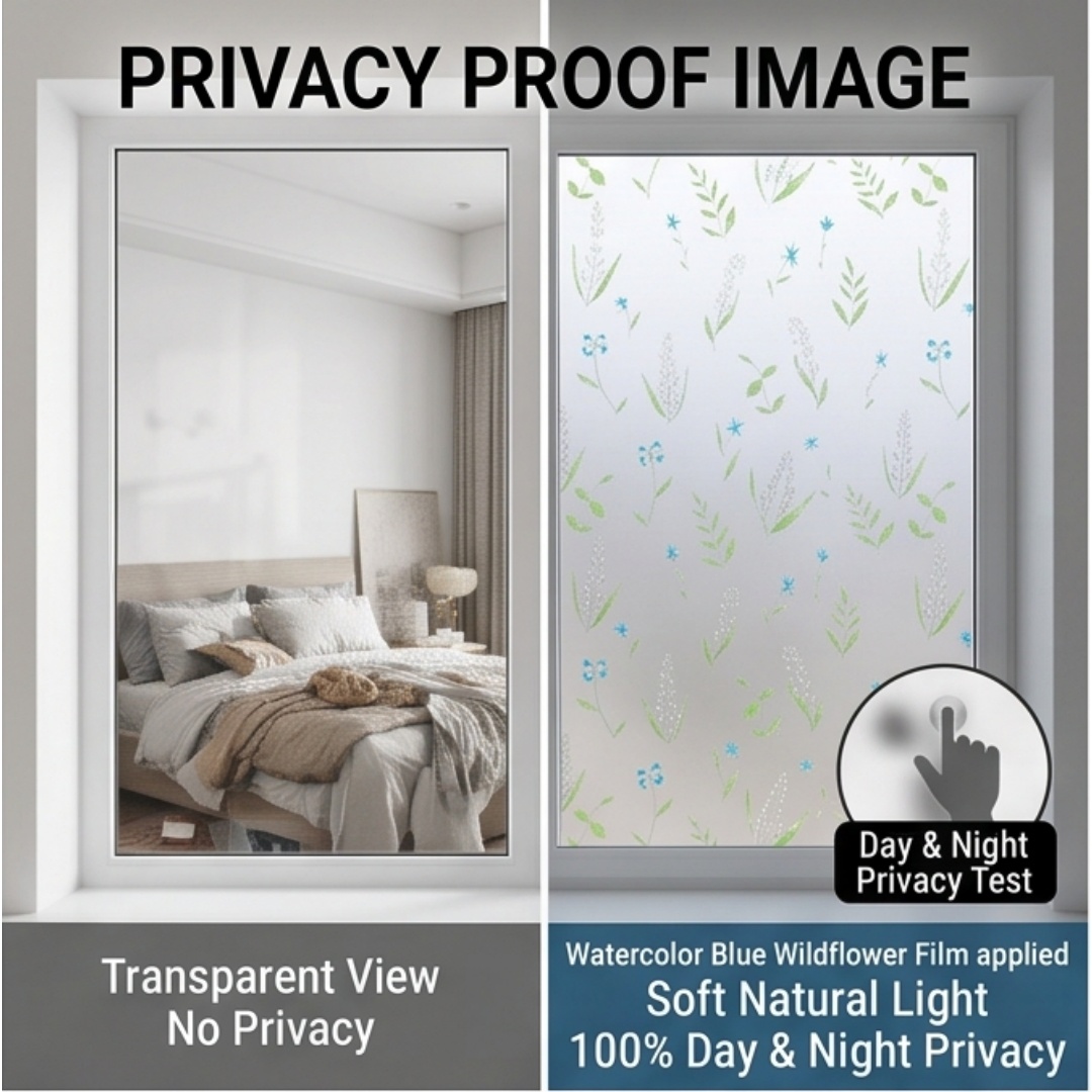 자체 접착식 블루 와일드플라워 반투명 창문 필름 개인  - Window Insulation Film 리뷰 및 가격