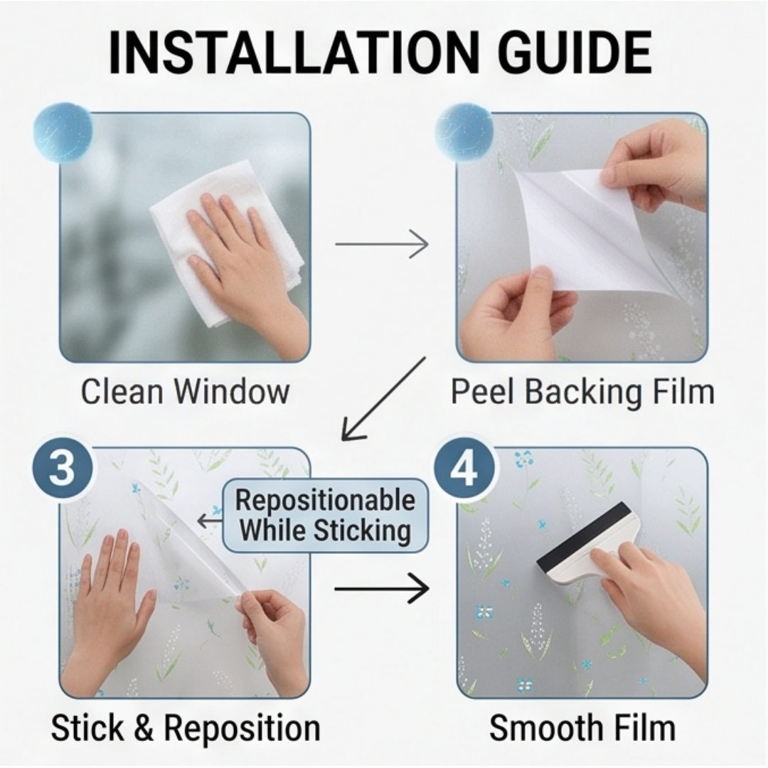 자체 접착식 블루 와일드플라워 반투명 창문 필름 개인  - Window Insulation Film 리뷰 및 가격