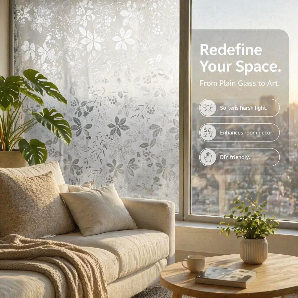 수채화 보라색 꽃무늬 자가 접착식 창문 프라이버시 필름 - Window Insulation Film 리뷰 및 가격